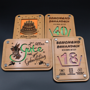 Geschenkkarten aus Holz für verschiedene Anlässe